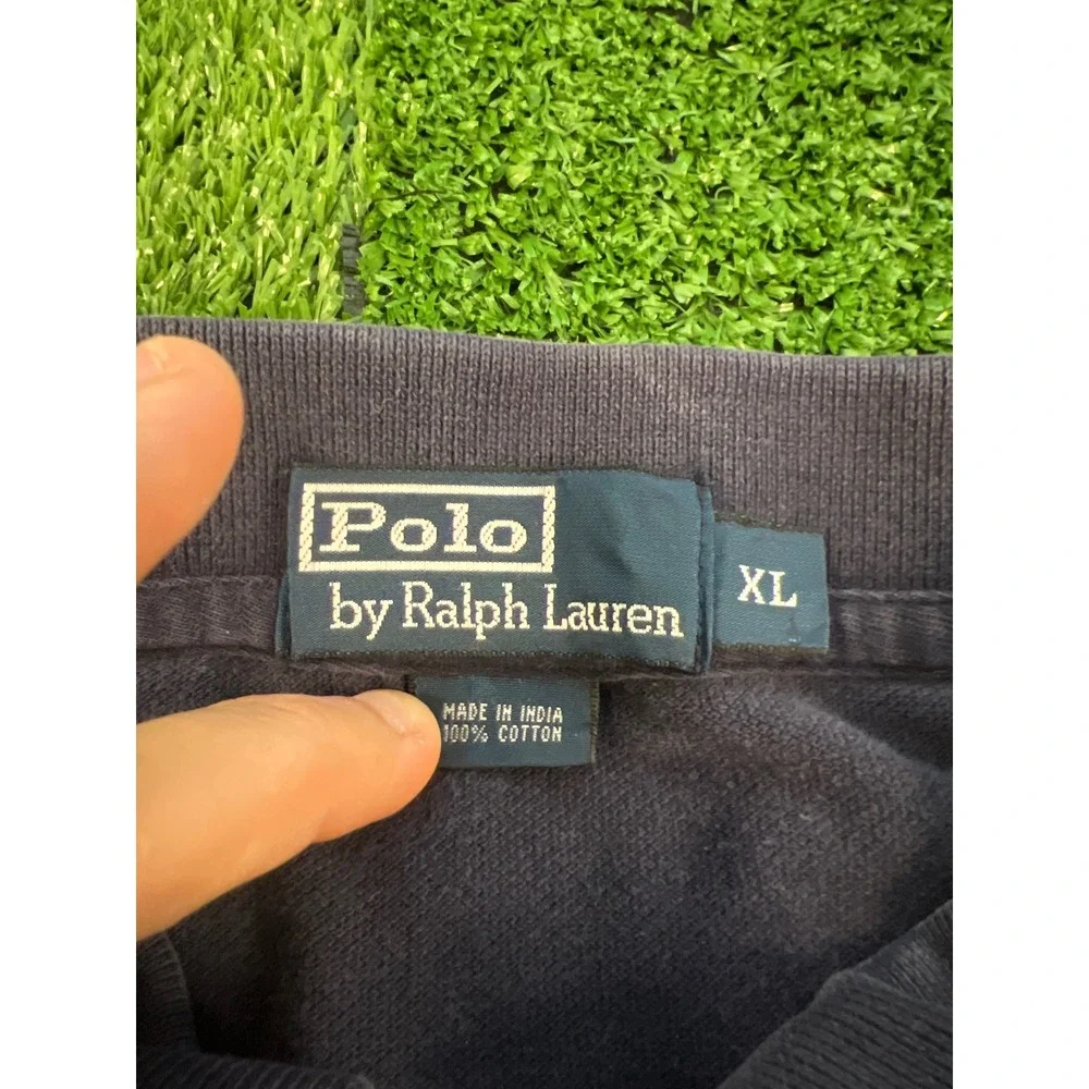 Polo Ralph Lauren Mens XL‎ Navy Blue Long Sleeve Polo Shirt Red Pony Logo Cotton